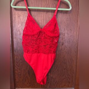 Red lacy bodysuit